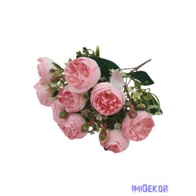 Boglárka 9 fejes selyemvirág csokor 34cm - Rózsaszín