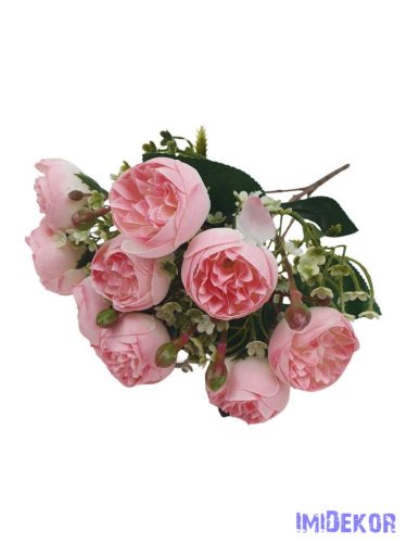 Boglárka 9 fejes selyemvirág csokor 34cm - Rózsaszín