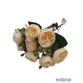 Boglárka 9 fejes selyemvirág csokor 34cm - Törtfehér