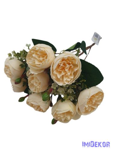 Boglárka 9 fejes selyemvirág csokor 34cm - Törtfehér