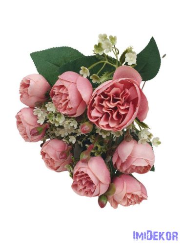 Boglárka 9 fejes selyemvirág csokor 34cm - Mályva