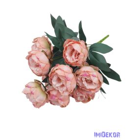 Peónia 10 fejes selyemvirág csokor 43cm - Rózsaszín