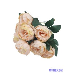 Peónia 10 fejes selyemvirág csokor 43cm - Barack