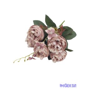 Peónia 5 fejes selyemvirág csokor 39cm - Púder