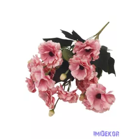 Fodros szirmú selyem csokor 35cm - Fáradt Rózsaszín