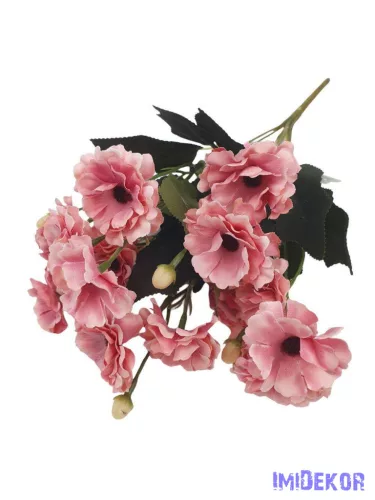 Fodros szirmú selyem csokor 35cm - Fáradt Rózsaszín