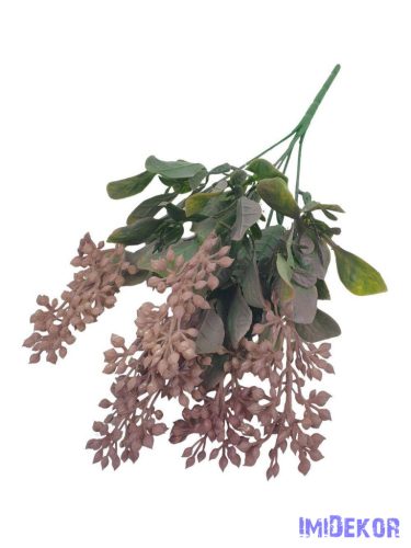 Fürtbogyós műzöld csokor 34cm - Sötét Mályva