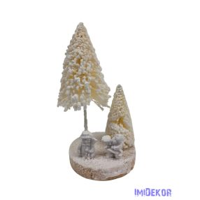 Havas fa talpas fenyő+figura 20 cm - Krém