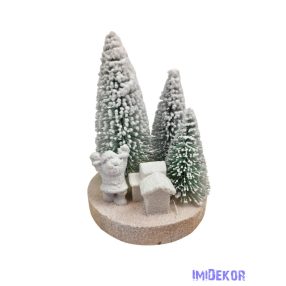 Havas fa talpon fenyő+figura 13 cm - Zöld