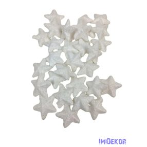 Glitteres fehér csillag 3,5 cm