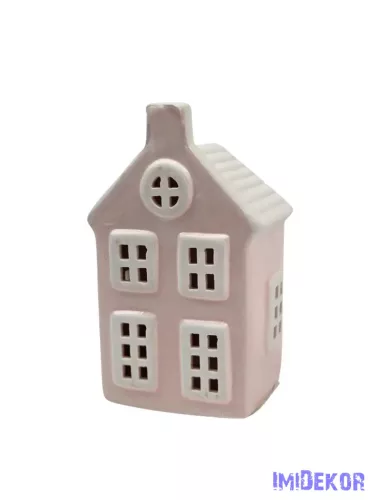 Kerámia ház 11 cm - Kéményes rózsaszín