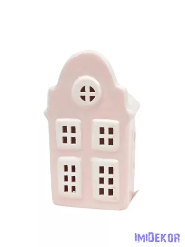 Kerámia ház 11 cm - Íves rózsaszín