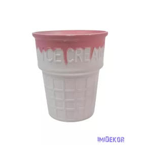 Műanyag ice cream kaspó - Fehér
