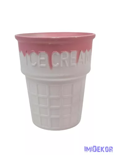 Műanyag ice cream kaspó - Fehér