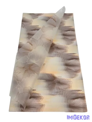 Fólia ív 57x56cm 20db/csomag Hibiszkusz virágmintás - Barna-Krém