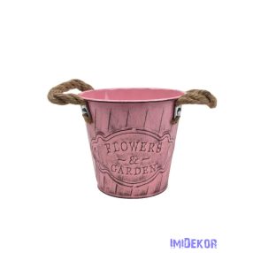Kötél füles bádog vödör rátétes - Rózsaszín