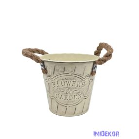 Kötél füles bádog vödör rátétes - Krém
