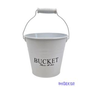 Színes bádog vödör 13 cm BUCKET - Fehér