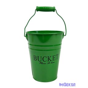 Színes bádog vödör 10 cm magas BUCKET - Zöld