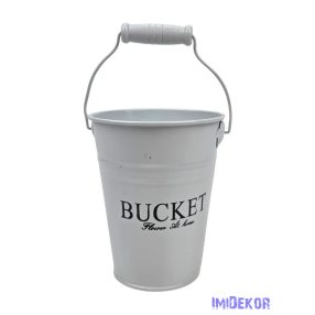 Színes bádog vödör 10 cm magas BUCKET - Fehér