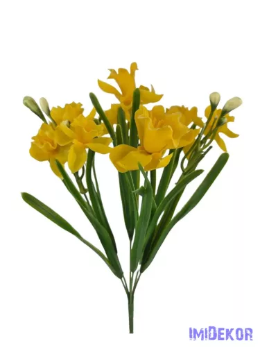 Vegyes virágú gumi nárcisz csokor 38cm - Sárga