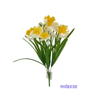 Vegyes virágú gumi nárcisz csokor 38cm - Fehér