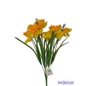 Vegyes virágú gumi nárcisz csokor 38cm - Napsárga