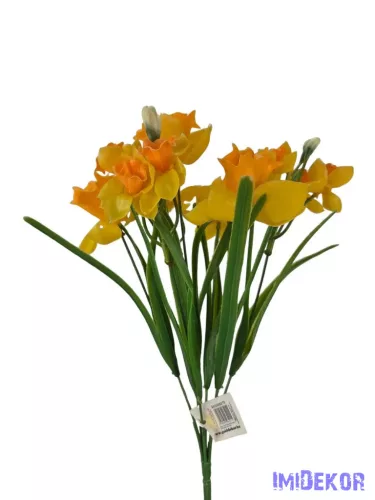 Vegyes virágú gumi nárcisz csokor 38cm - Napsárga