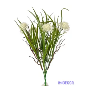 Műzöld hagymás csokor 37 cm - Fehér