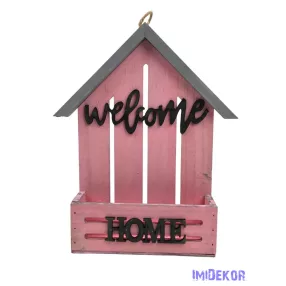 Welcome feliratos faháztartó - Rózsaszín