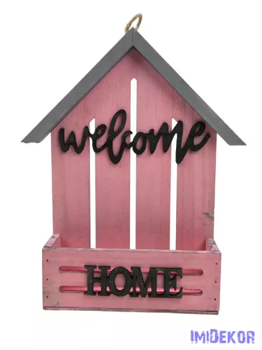 Welcome feliratos faháztartó - Rózsaszín