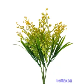 Műzöld bozontos csokor 35 cm - Sárga