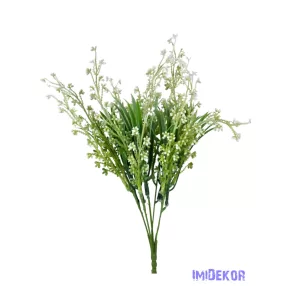 Műzöld bozontos csokor 35 cm - Fehér