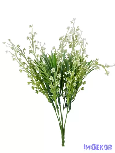 Műzöld bozontos csokor 35 cm - Fehér