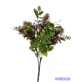 Vegyes műzöld csokor 40 cm - Bordó