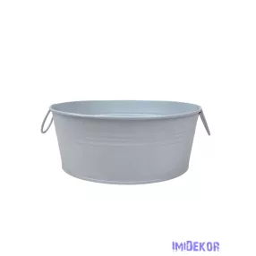 Fémfüles kerek bádog tál 20 cm - Fehér