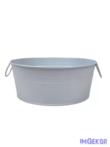 Fémfüles kerek bádog tál 20 cm - Fehér