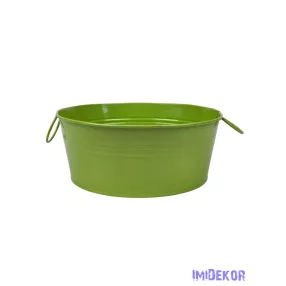 Fémfüles kerek bádog tál 20 cm - Zöld