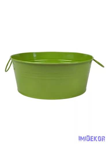 Fémfüles kerek bádog tál 20 cm - Zöld