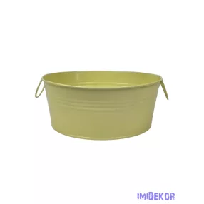 Fémfüles kerek bádog tál 20 cm - Sárga