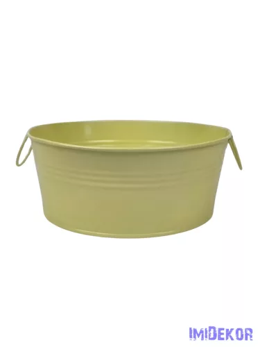 Fémfüles kerek bádog tál 20 cm - Sárga