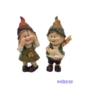 Őszi figura álló - Zöld ruhás