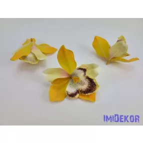 Orchidea selyemvirág fej 10 cm - Sárgás