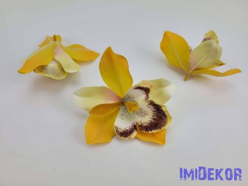 Orchidea selyemvirág fej 10 cm - Sárgás