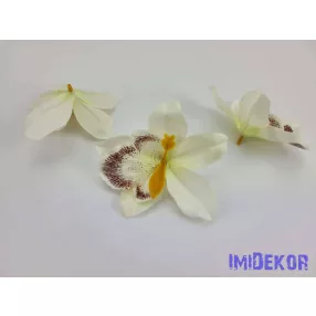Orchidea selyemvirág fej 10 cm - Törtfehér