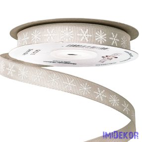 Hópehely mintás ripsz szalag 12mm x 20m - Pezsgő