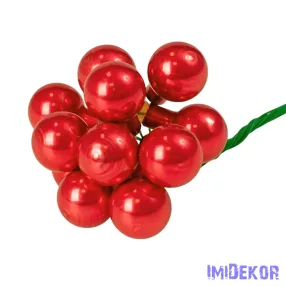 Üveggömb pick 2cm 12db/köteg - Gyöngyház Piros