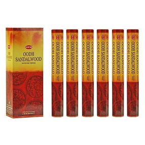  HEM Oodh Sandalwood / Agarfa Szantál füstölő hexa indiai 20 db