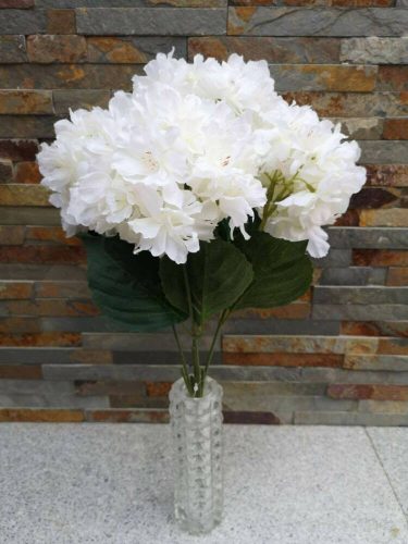 Hortenzia selyemvirág csokor 45 cm - Fehér