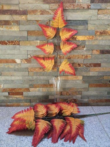 Páfrány 7 leveles őszi selyem ág 60 cm - Narancsos Sárga